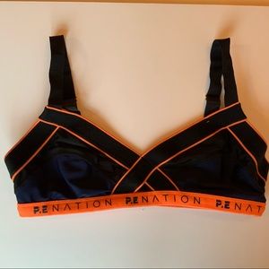 PE NATION orange/navy sports bra